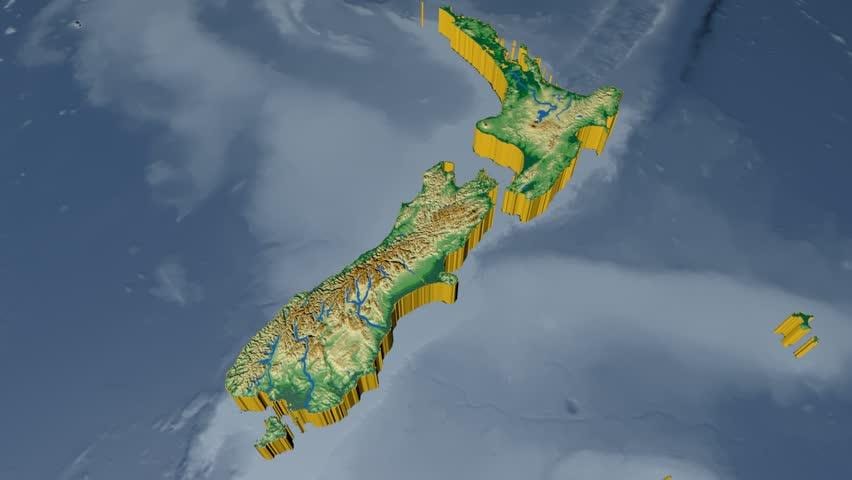 Mapa 3d de nova zelanda