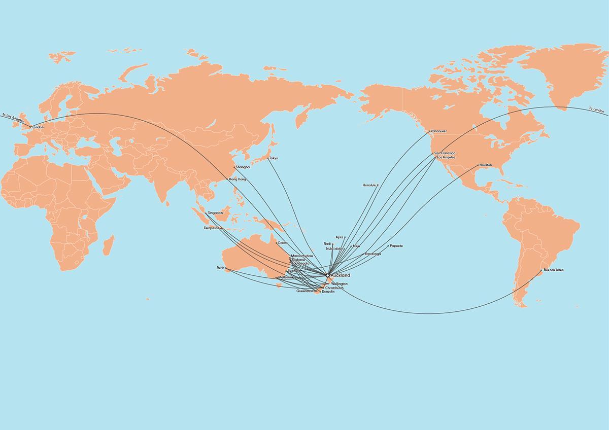 aire de nova zelanda mapa de rutes internacionals