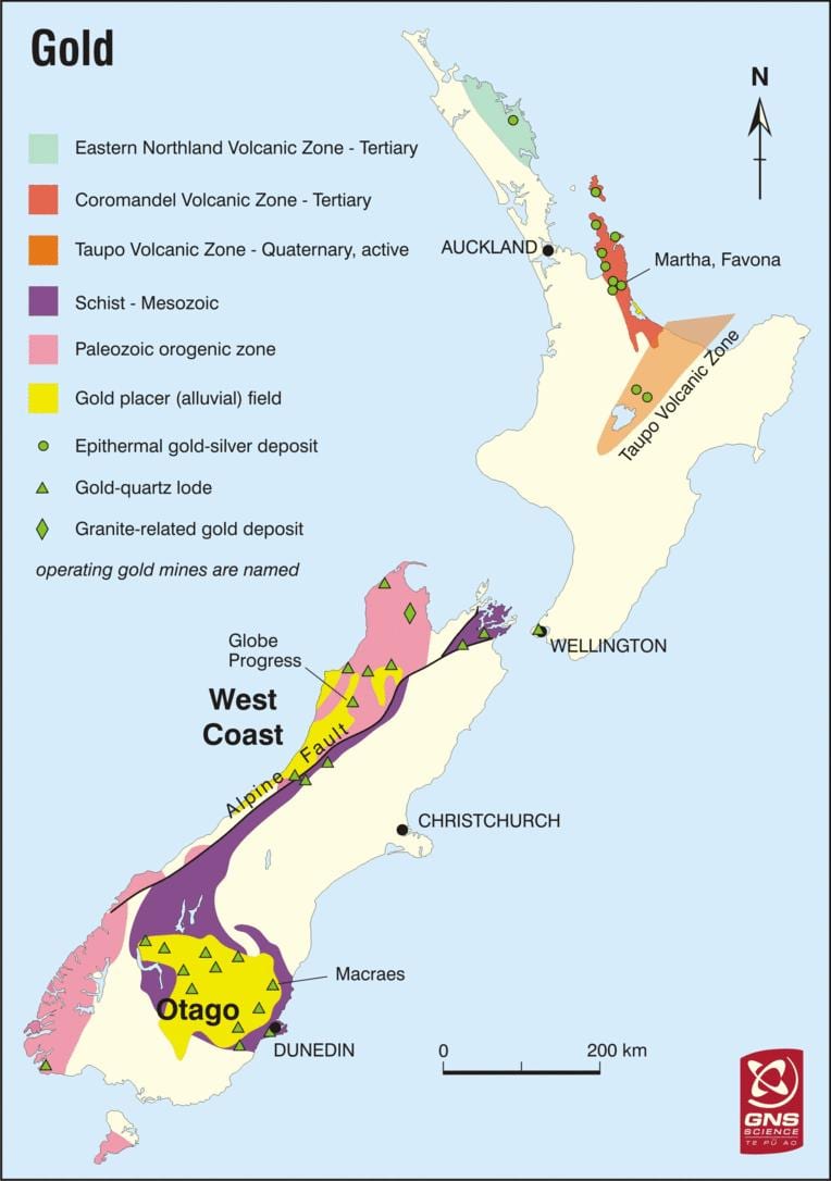 Mapa d'or a nova zelanda 