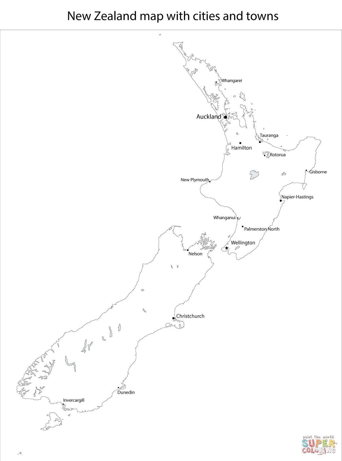 mapa de nova zelanda en blanc i negre