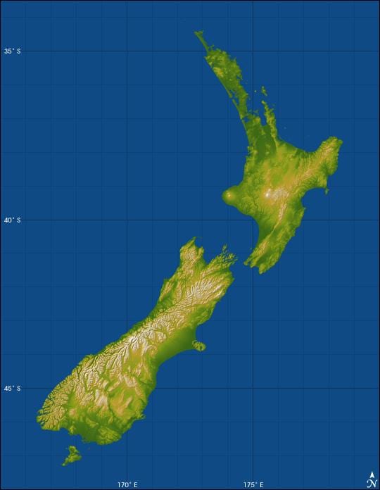 nova zelanda altitud mapa