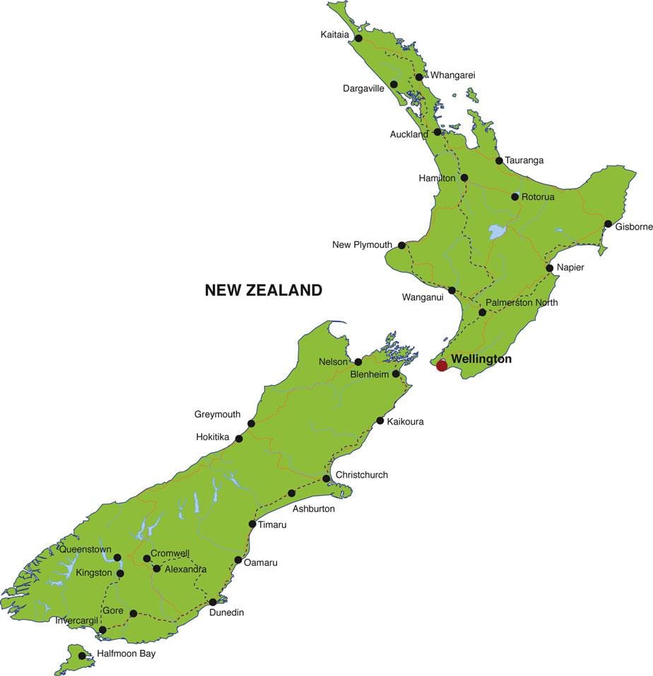 Mapa de nova zelanda estats