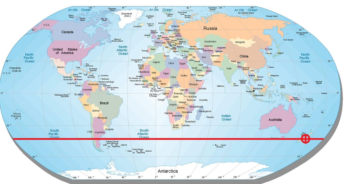 Mapa de nova zelanda latitud