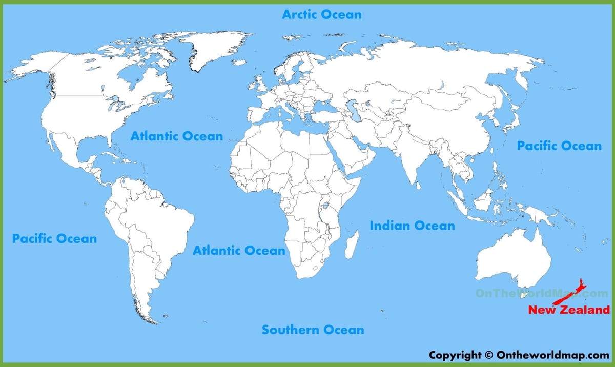 nova zelanda ubicació en el mapa del món