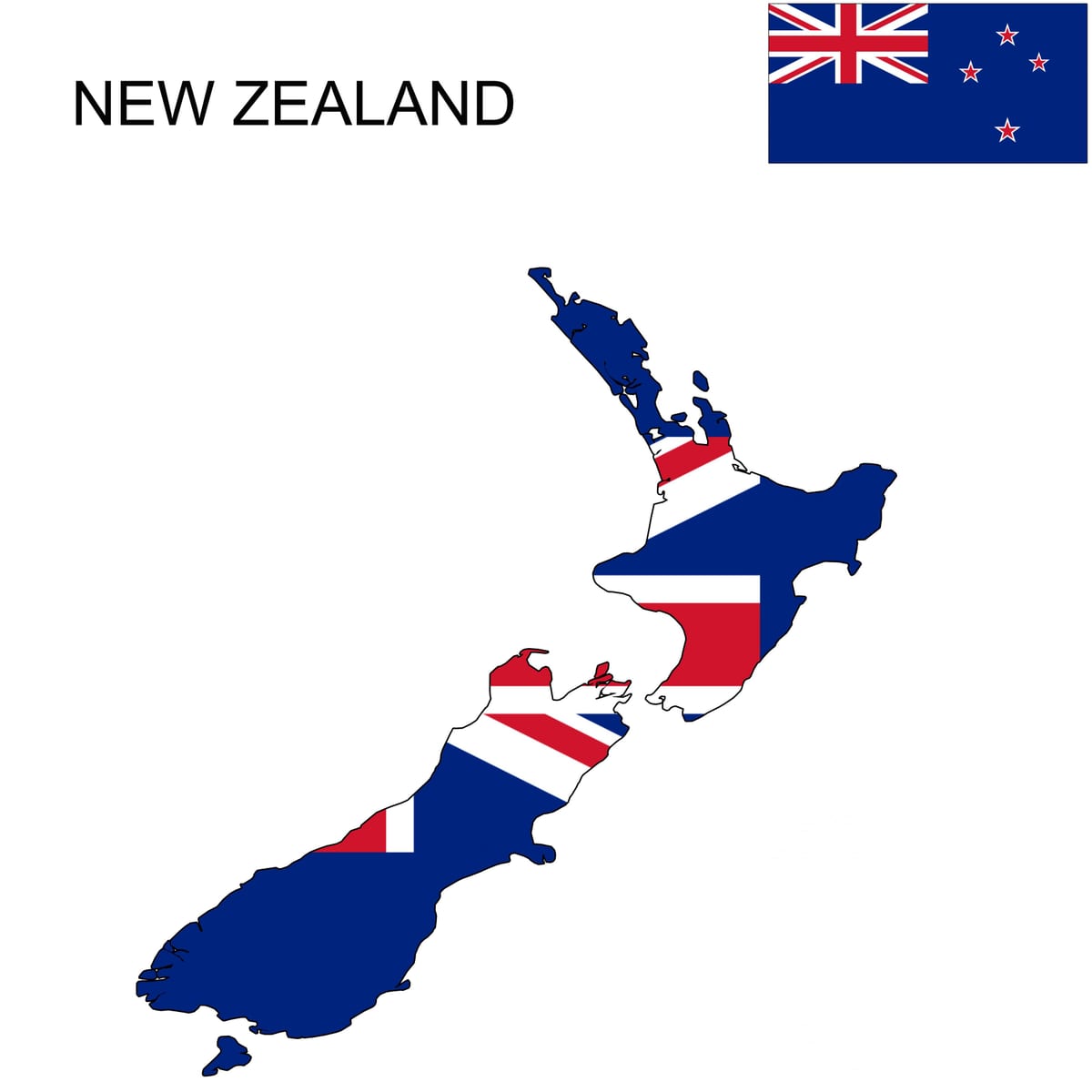 Mapa de nova zelanda i la bandera