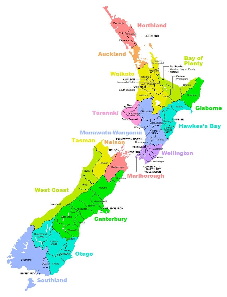 mapa polític d'austràlia i nova zelanda