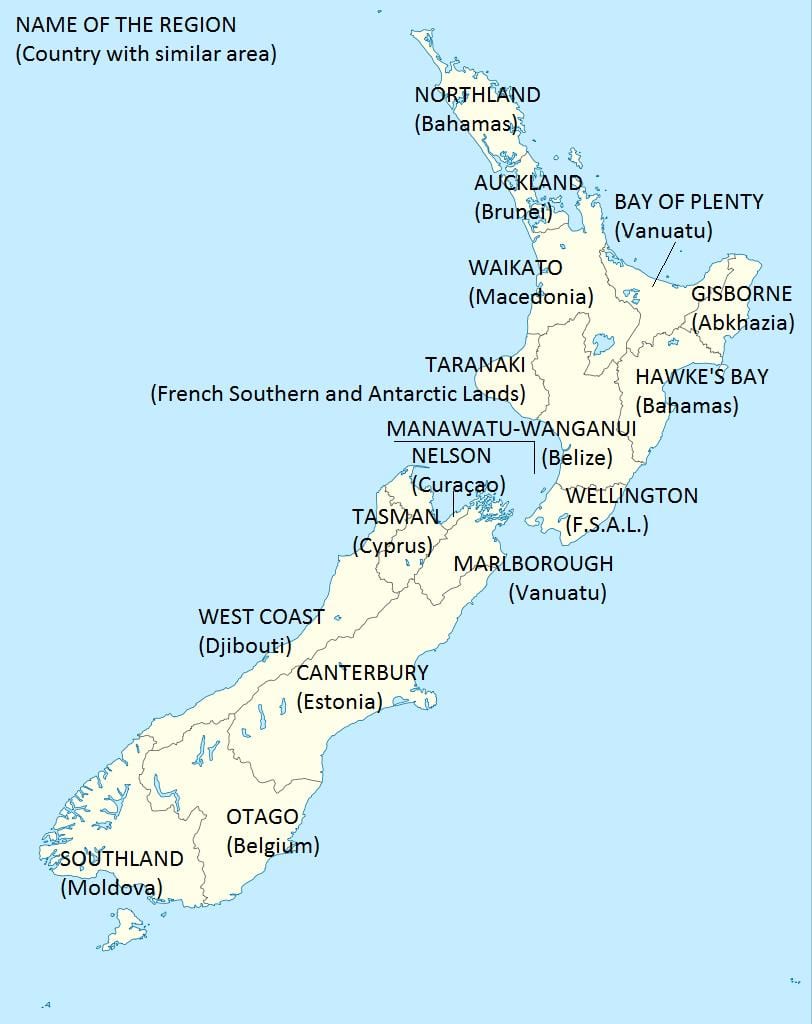 mapa de nova zelanda i països de l'entorn