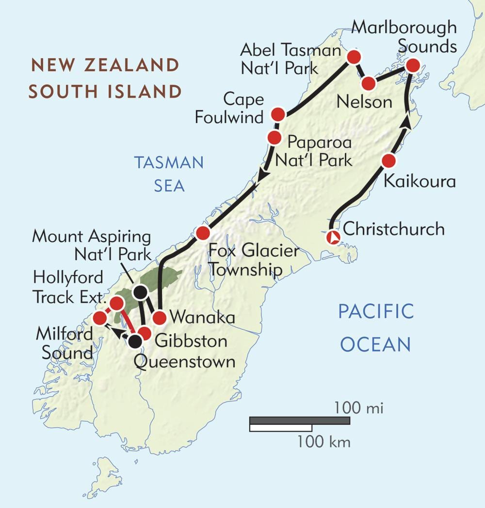 Mapa de nova zelanda rutes de senderisme