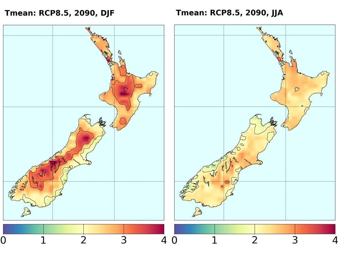 Mapa de nova zelanda temperatura