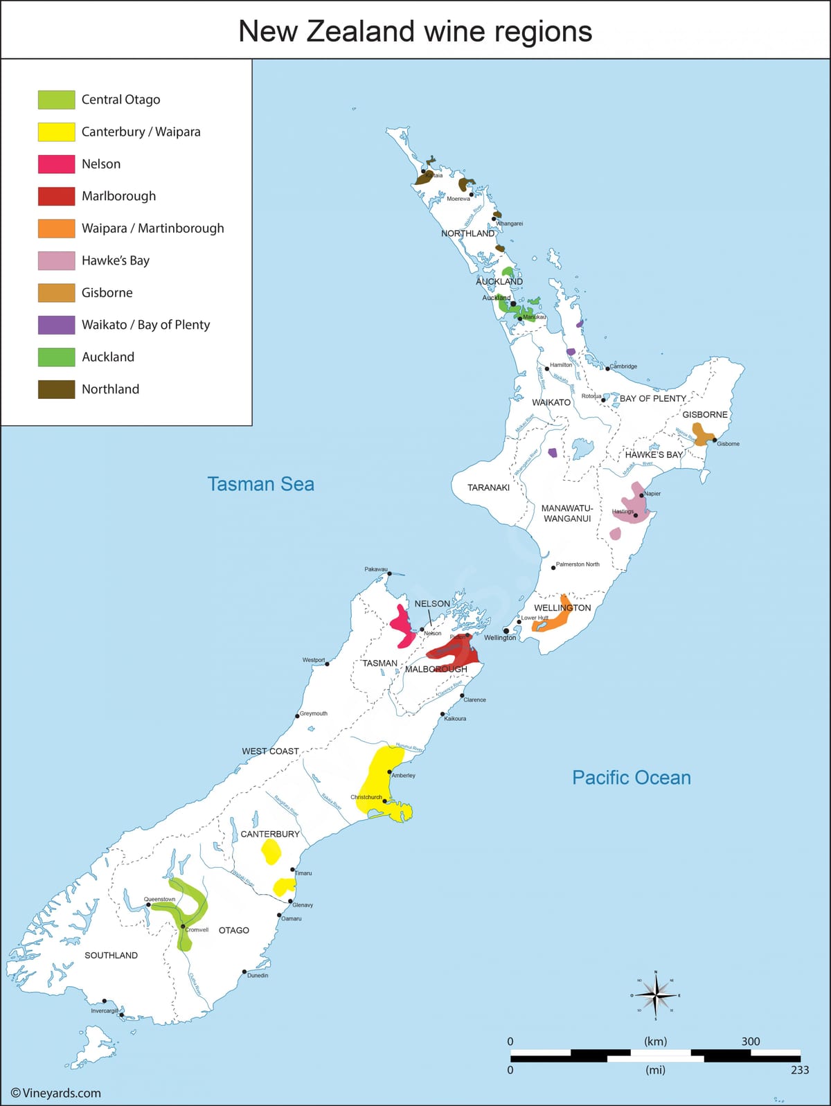 vi de nova zelanda regions mapa