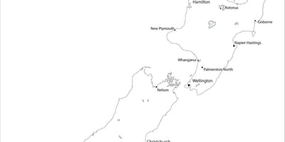 Mapa de nova zelanda en blanc i negre