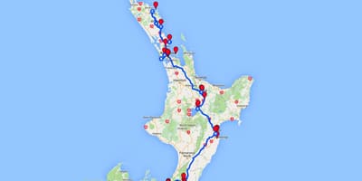 Conducció mapa de l'illa nord de nova zelanda