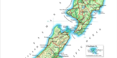 Mapa de platges de sorra negra de nova zelanda