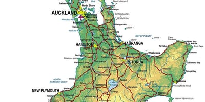 Mapa detallat de l'illa nord de nova zelanda