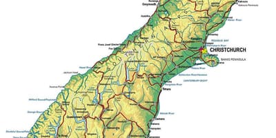 Mapa de nova zelanda, sud de l'illa de viatges