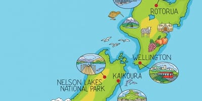 Nova zelanda mapa de dibuixos animats