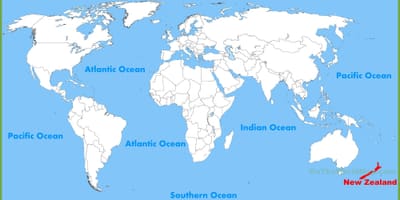 Nova zelanda ubicació en el mapa del món