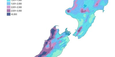 Nova zelanda precipitacions mapa
