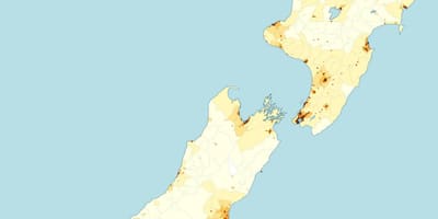 Nova zelanda densitat de població mapa