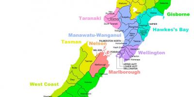Nova zelanda districte mapa