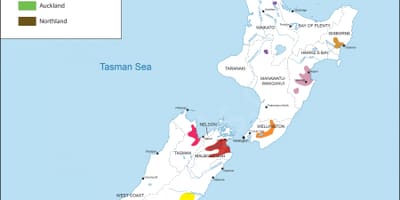 Vi de nova zelanda regions mapa